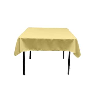 Square Polyester Poplin Table Overlay - Light Yellow - Diamond. Choose Size Below