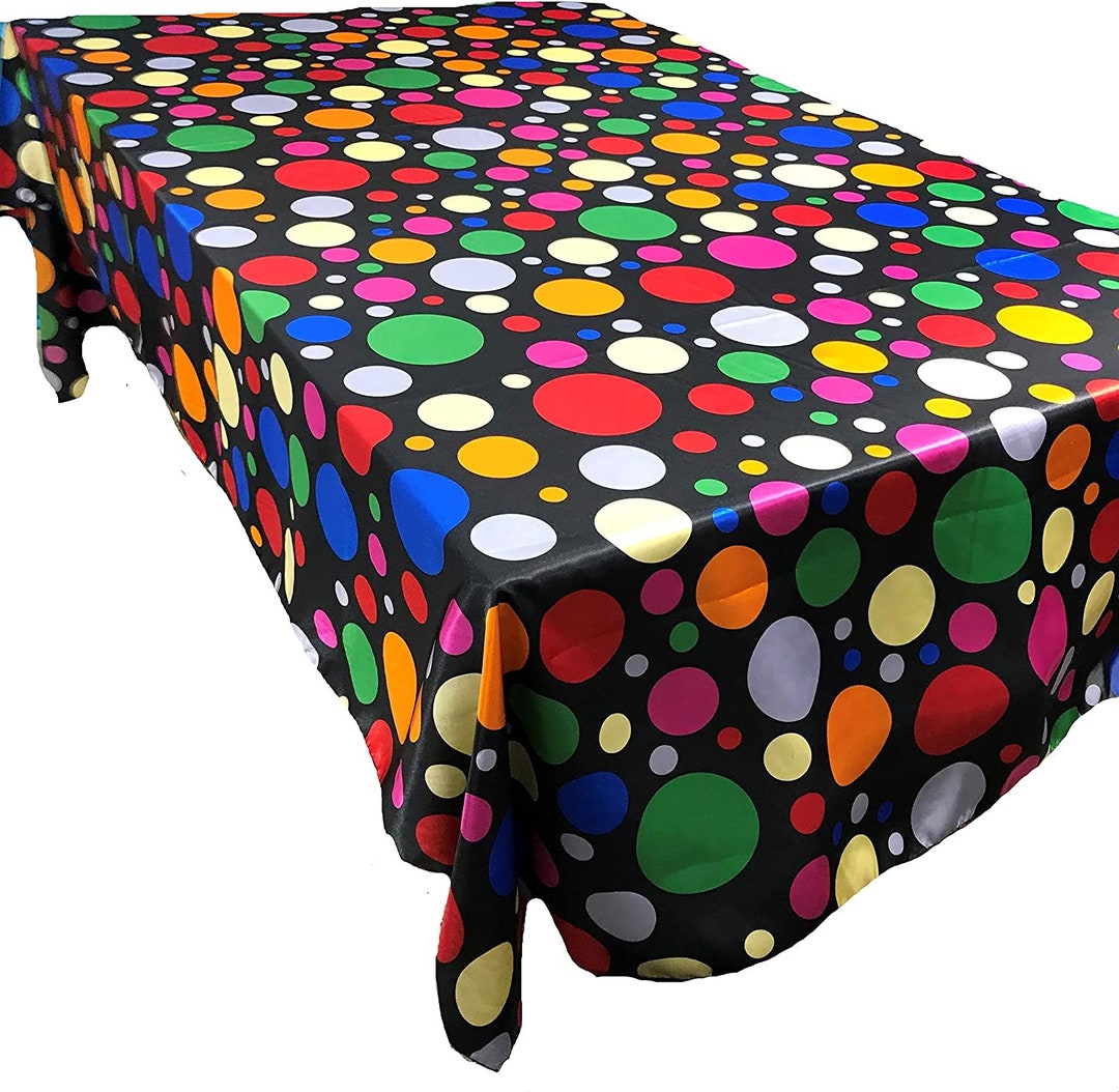 Colored Tablecloth Happy Birthday Tablecloth Multi Color Polka Dot Satin Tablecloth (multi ...