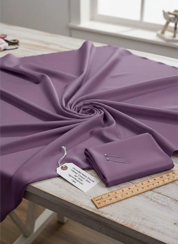Lavender Satin Matte Stretch Lamour Fabric, 58" Wide for Apparel.