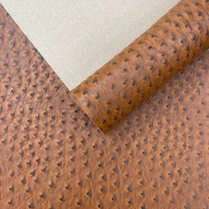 Chestnut Classic Ostrich Upholstery Vinyl Fabric / Faux Leather Accessories Crafting Apparel Upholstery Vinyl Fabric 54&quot; Wide.