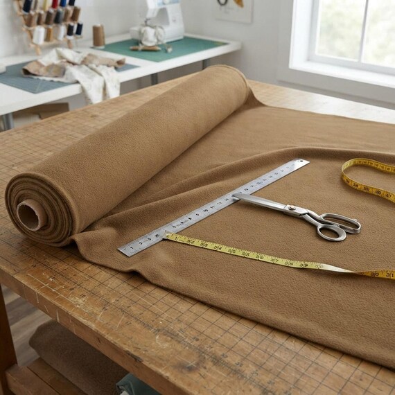 Camel Solid Polar Fleece Fabric Anti-Pill 58" Wide | Soft Polyester Blanket, Jacket.