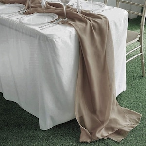 Taupe Chiffon Table Runner Extra Long, Wedding Runners, Holiday Table Runners, Long Table Runners.