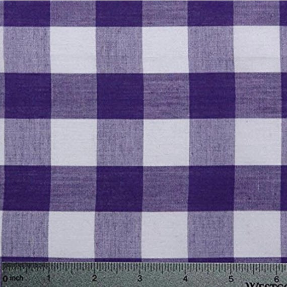 Purple Gingham 1 Inch Checkered Poly Cotton 58" Wide Fabric- Sold by the yard