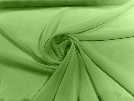 Lime 100% Polyester 58/60" Wide Soft Light Weight, Sheer, See Through Chiffon Fabric Sold By The Yard.