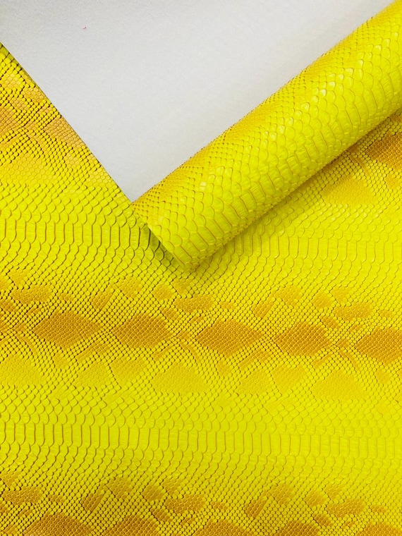Neon Yellow Viper Snake Skin Texture Faux Leather Fabric| 54" Wide| Upholstery| Bags.