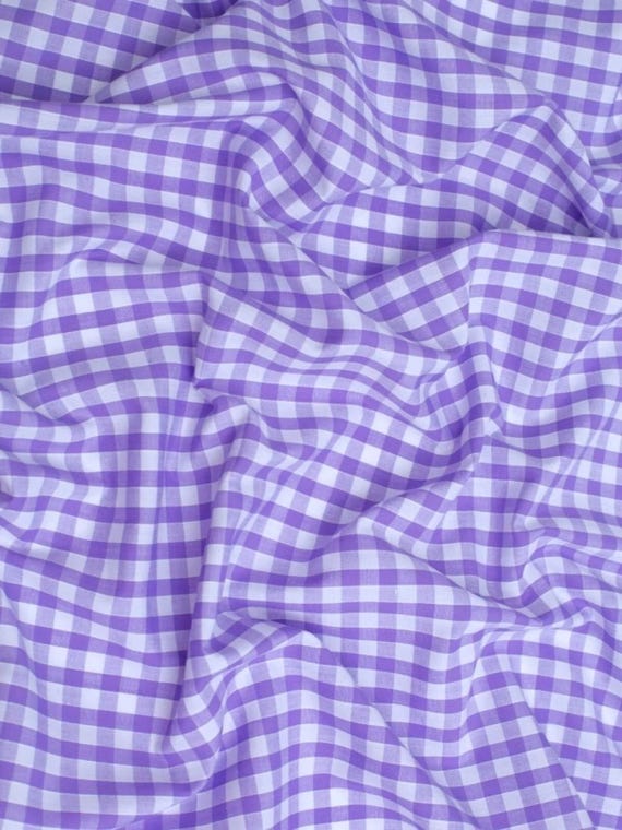 Lavender Gingham 1/4" Checkered Poly Cotton 58" Wide Fabric- Sold by the yard