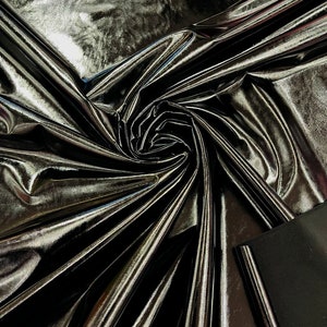 Black Spandex Shiny Vinyl Fabric (Latex Stretch) - Sold by The Yard