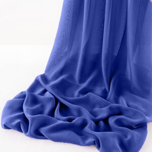 Light Royal Blue Chelsea Wool Dobby Chiffon Fabric/58&quot; Wide Sheer Fabric/Solid Color Draping Fabric for Wedding Party Easter Backdrop.