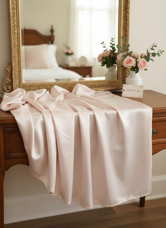 Blush Glossy Liquid Bridal Satin Fabric, 58” Wide for Prom and Wedding Dresses.