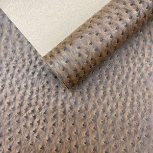 Brown Classic Ostrich Upholstery Vinyl Fabric / Faux Leather Accessories Crafting Apparel Upholstery Vinyl Fabric 54&quot; Wide.