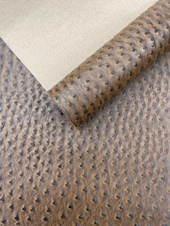 Brown Classic Ostrich Upholstery Vinyl Fabric / Faux Leather Accessories Crafting Apparel Upholstery Vinyl Fabric 54" Wide.