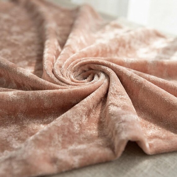 Peach 59/60" Wide Crushed Stretch Panne Velvet Velour Fabric Sold By The Yard.
