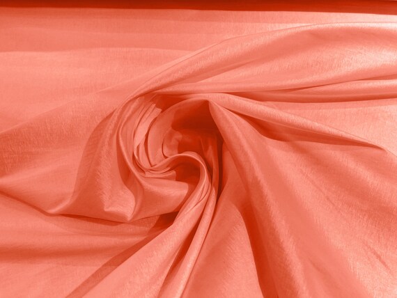 Light Coral Taffeta Stretch Fabric 2-Way Stretch 58" Wide, Fashion Dress Clothing Draping Prom Gown Bridal Dress Fabric