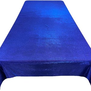 Rectangular Full Covered Glitter Shimmer on Fabric Tablecloth - Wedding Party Decoration Royal Blue