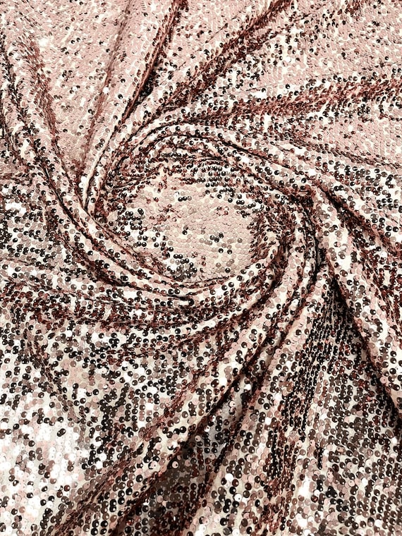 Sequins Taffeta Fabric-Glitz Sequins Taffeta Fabric-Raindrop Sequins-54” Wide-Sold By The Yard Rose Gold