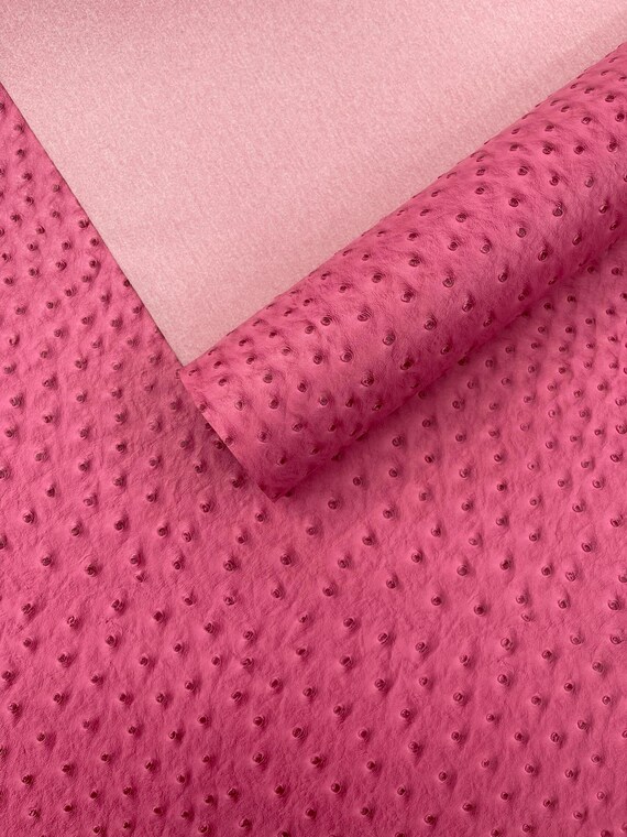 Fuchsia Classic Ostrich Upholstery Vinyl Fabric / Faux Leather Accessories Crafting Apparel Upholstery Vinyl Fabric 54" Wide.