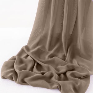 Khaki Chelsea Wool Dobby Chiffon Fabric/58&quot; Wide Sheer Fabric/Solid Color Draping Fabric for Wedding Party Easter Backdrop.