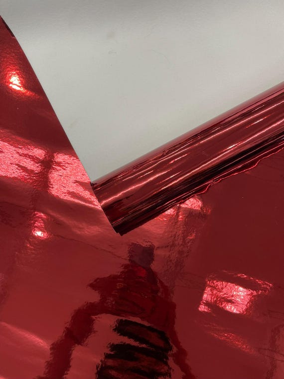 Burgundy Chrome Mirror Reflective Vinyl Fabric / Crafting Apparel Upholstery Vinyl Fabric 54" Wide