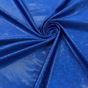 Royal Blue Shattered Glass Foil Hologram/58” Wide/4 Way Stretch Spandex Nylon Tricot. Sold by the yard.