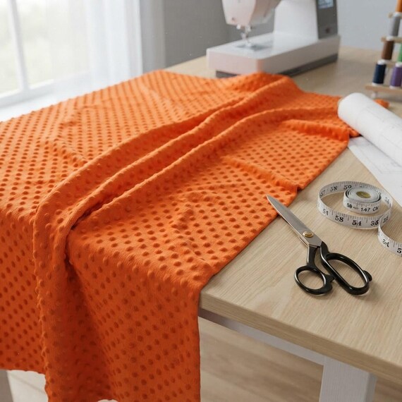 Orange Minky Dot Fabric, 100% Polyester 58" Wide| Stuff | Blankets Sold by the Yard