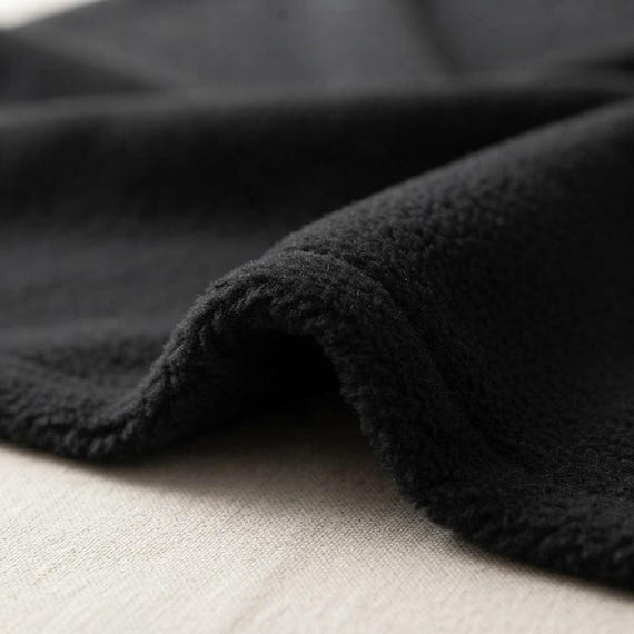 Black Solid Polar Fleece Fabric Anti-Pill 58" Wide | Soft Polyester Blanket, Jacket.