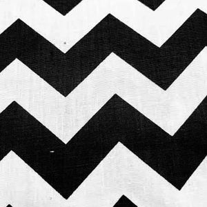 Black On White 58-60&quot; Wide 1 inch Chevron Zig Zag Poly Cotton Fabric - Sold By The Yard.