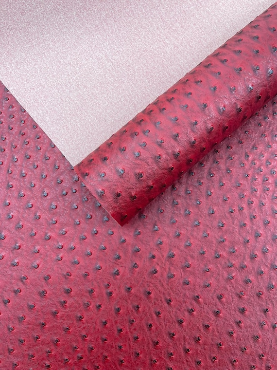 Dark Red Classic Ostrich Upholstery Vinyl Fabric / Faux Leather Accessories Crafting Apparel Upholstery Vinyl Fabric 54" Wide.