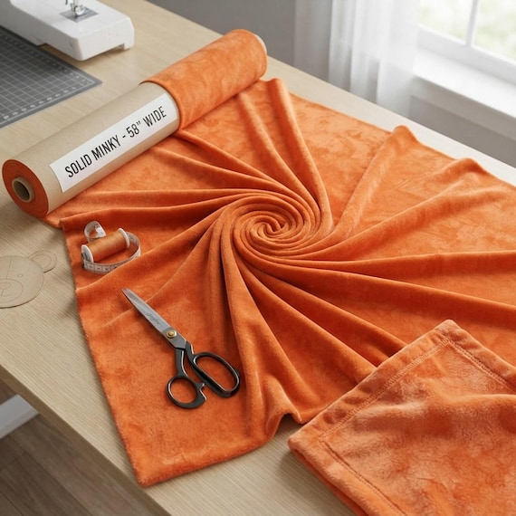 Orange Solid Minky Fabric, 58" Wide| Stuff Animals| Blankets