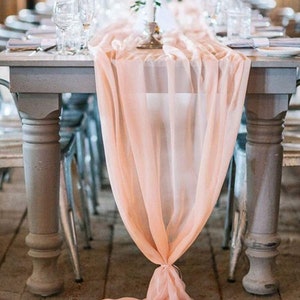 Peach Chiffon Table Runner Extra Long, Wedding Runners, Holiday Table Runners, Long Table Runners.