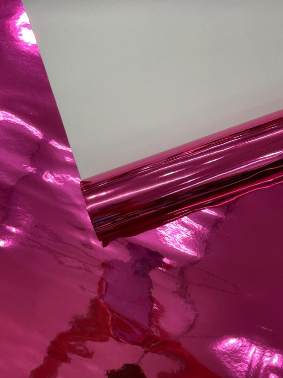 Fuchsia Chrome Mirror Reflective Vinyl Fabric / Crafting Apparel Upholstery Vinyl Fabric 54" Wide