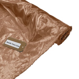 Rose Gold  Metallic Shiny Light Weight Tissue Lame Fabric/Sewing Craft Wedding Party Draping Supplies/Banners