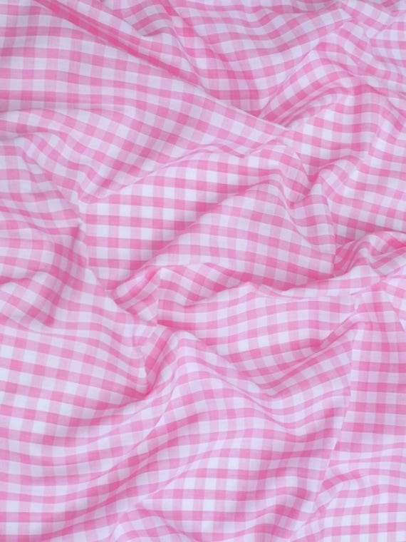 Baby Pink Gingham 1/4" Checkered Poly Cotton 58" Wide Fabric- Sold by the yard