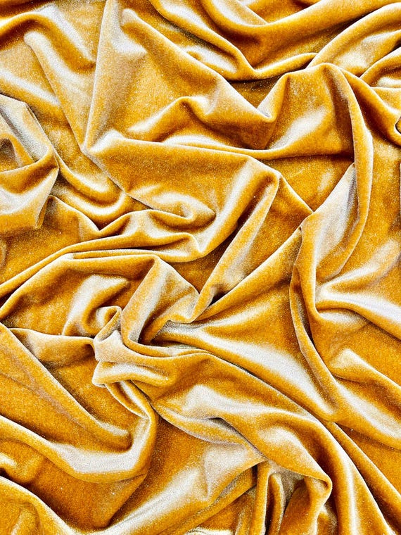 Gold Glitter Stretch Velvet Fabric | 58" Wide.