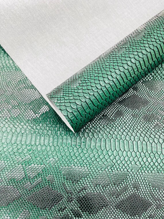 Hunter Green Viper Snake Skin Texture Faux Leather Fabric| 54" Wide| Upholstery| Bags.