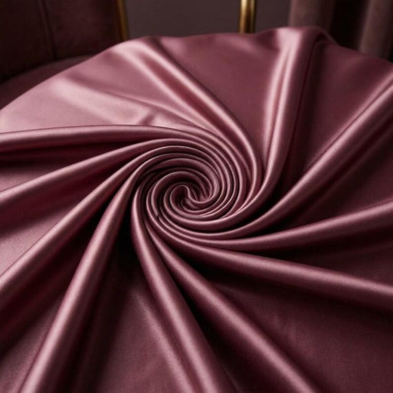 Mauve Stretch Satin Fabric, Heavy Shiny Polyester Spandex, 58-Inch Wide Prom Material