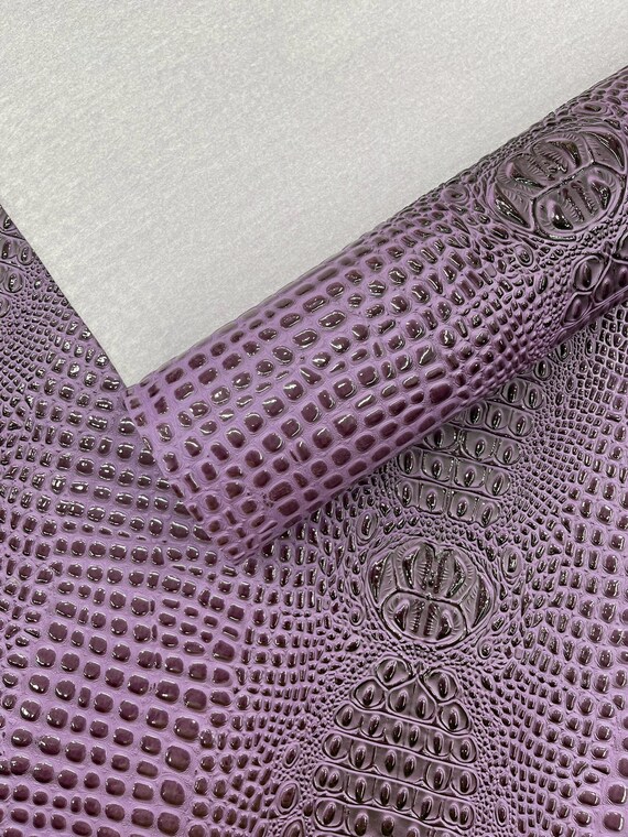 Passion Purple Glossy Two Tone Gator Fake Leather Upholstery, 3D Crocodile Skin Texture Faux Leather PVC Vinyl, 54" Wide