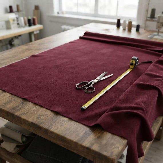 Burgundy Solid Polar Fleece Fabric Anti-Pill 58" Wide | Soft Polyester Blanket, Jacket.