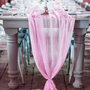 Pink Chiffon Table Runner Extra Long, Wedding Runners, Holiday Table Runners, Long Table Runners.