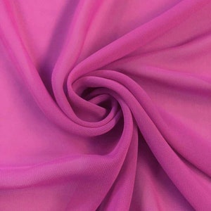 58/60" Wide 100% Polyester Soft Light Weight, Sheer, See Through Chiffon Fabric Sold By The Yard. Fuchsia