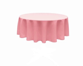 Mantel de popelina de poliéster redondo, liso, de color rosa sin costuras.