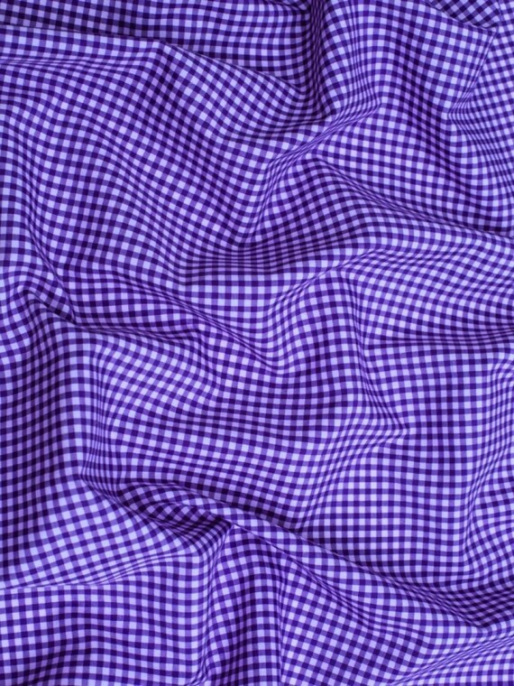 Purple Gingham 1/8" Checkered Poly Cotton 58" Wide Fabric- Sold by the yard