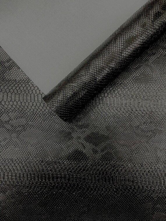 Black Viper Snake Skin Texture Faux Leather Fabric| 54" Wide| Upholstery| Bags.