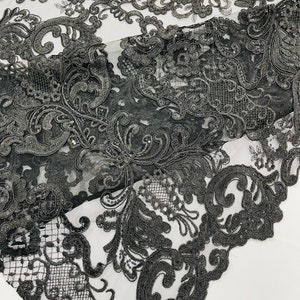 Black Embroidery Damask Design With Sequins On A Mesh Lace Fabric/Prom/Wedding