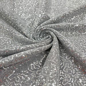 Metallic Tinsel Stretch Lurex Fabric With Sequins/58 Wide. Silver