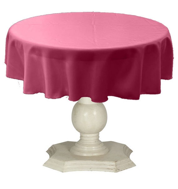 Hot Pink Round Tablecloth Solid Dull Bridal Satin Overlay for Small Coffee Table Seamless