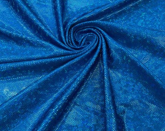 Holograma de lámina de vidrio roto color turquesa/58” de ancho/Tricot de nailon y spandex elástico en 4 direcciones. Se vende cortado a medida.