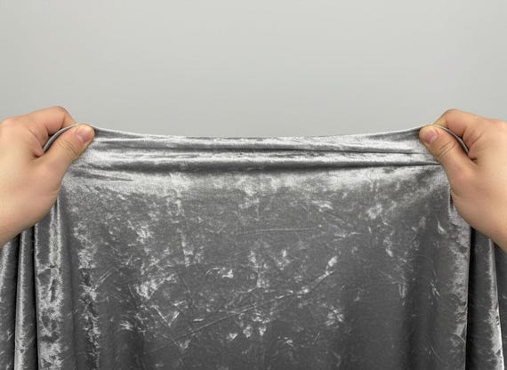 Silver Crushed Velvet Fabric, 58 Inches Wide for Costumes and Apparel