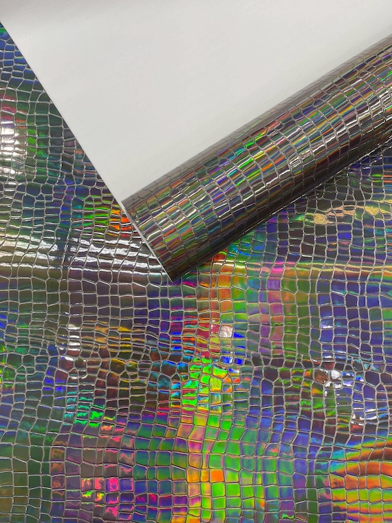 Steel Lead Crocodile Embossed PVC Holographic Vinyl Fabric / Upholstery Crafting Accessories Applications