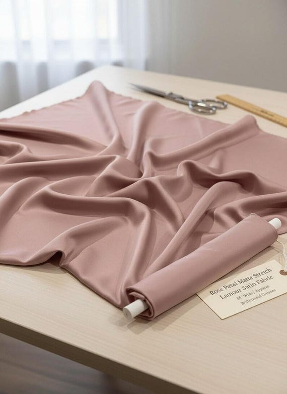 Rose Petal Satin Matte Stretch Lamour Fabric, 58" Wide for Apparel.