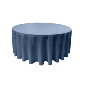 Coppen Blue Solid Round Polyester Poplin Tablecloth With Seamless.